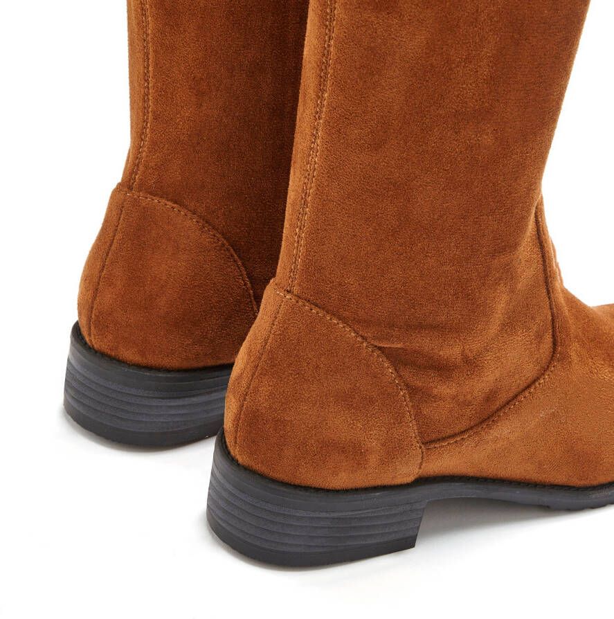 Lascana Overknee-laarzen hoge laarzen met elastische wijde schacht en verfijnd vlecht-detail