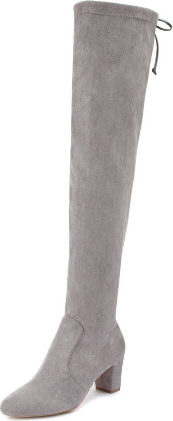 Lascana Overknee-laarzen Slouchy boots lange schacht laarzen instap laars zacht stretchmateriaal