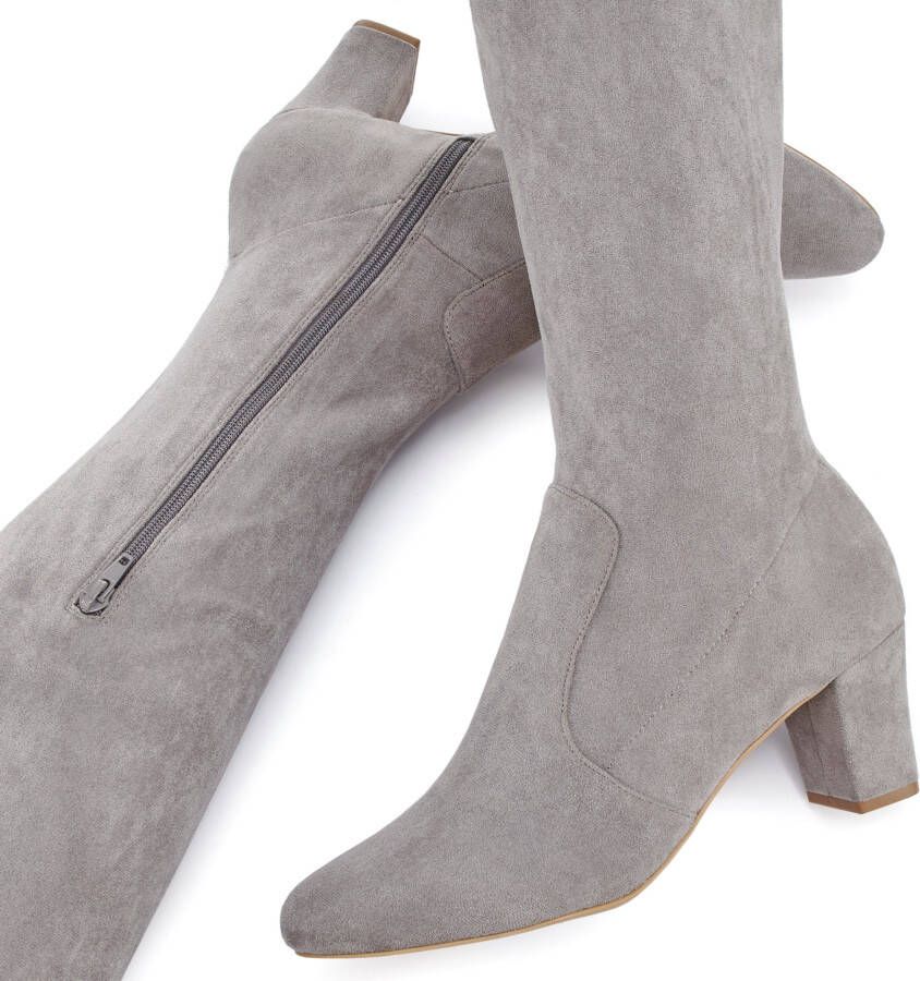 Lascana Overknee-laarzen Slouchy boots lange schacht laarzen instap laars zacht stretchmateriaal