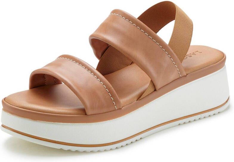 Lascana Plateausandaaltjes Zomerschuh sandalen bandjesandalen open schoen Sandalette van leer met modieus comfortabele plateausole