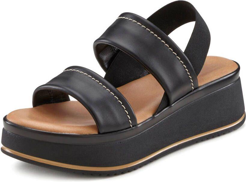 Lascana Plateausandaaltjes Zomerschoen sandalen bandjesandalen open schoen Sandalette van leer met modieus comfortabele plateausole