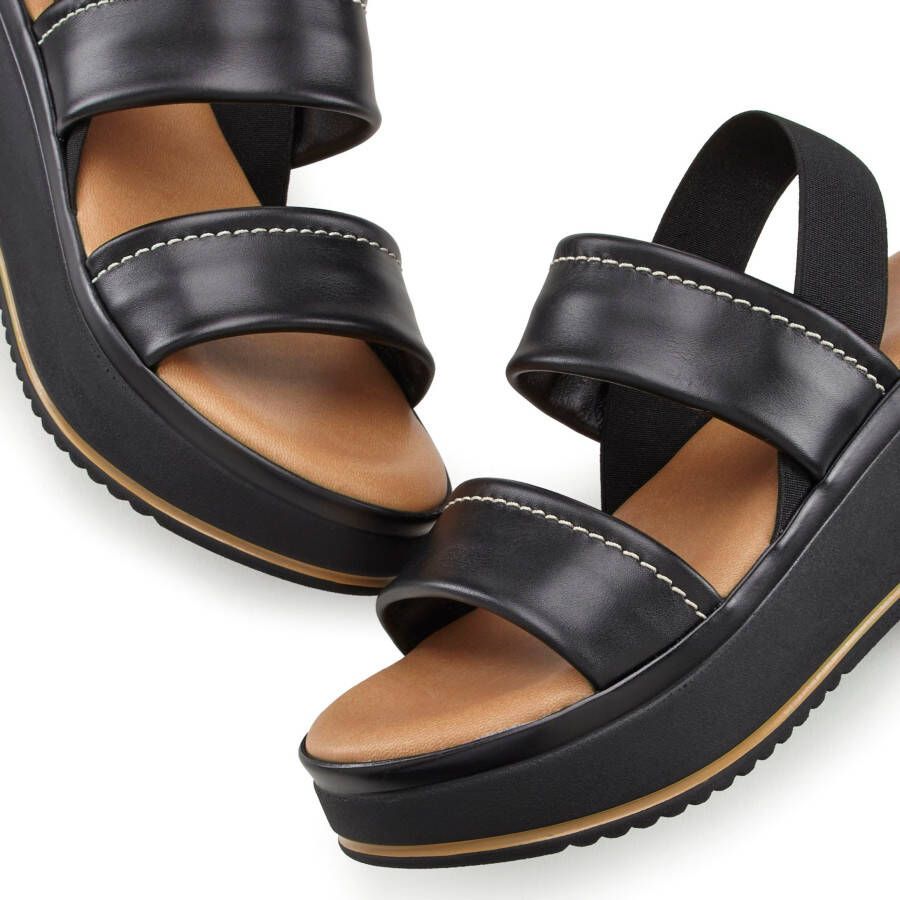 Lascana Plateausandaaltjes Zomerschoen sandalen bandjesandalen open schoen Sandalette van leer met modieus comfortabele plateausole