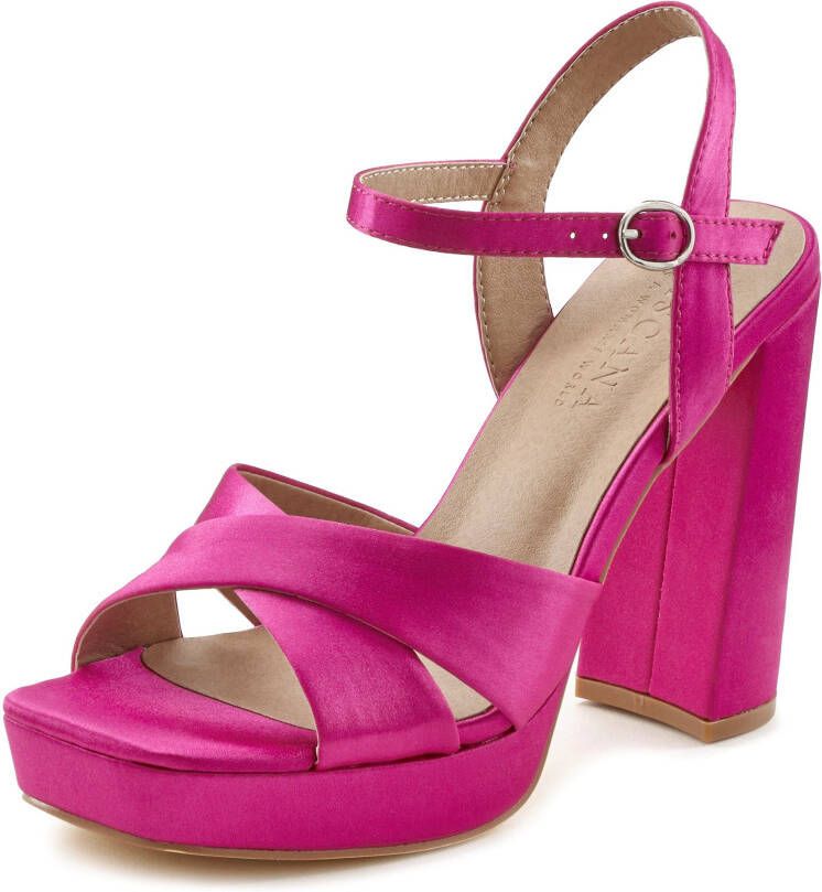 Lascana Sandalen High heel sandaal met plateau en blokhak in satijnlook VEGAN