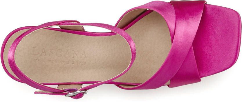 Lascana Sandalen High heel sandaal met plateau en blokhak in satijnlook VEGAN