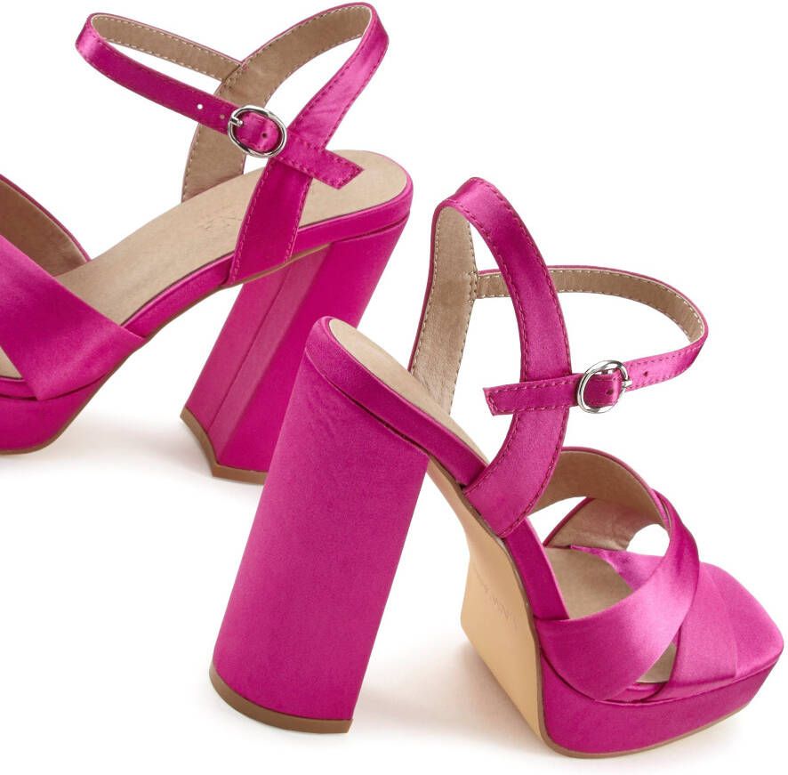 Lascana Sandalen High heel sandaal met plateau en blokhak in satijnlook VEGAN