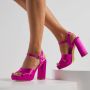 Lascana Sandalen High heel sandaal met plateau en blokhak in satijnlook VEGAN - Thumbnail 6