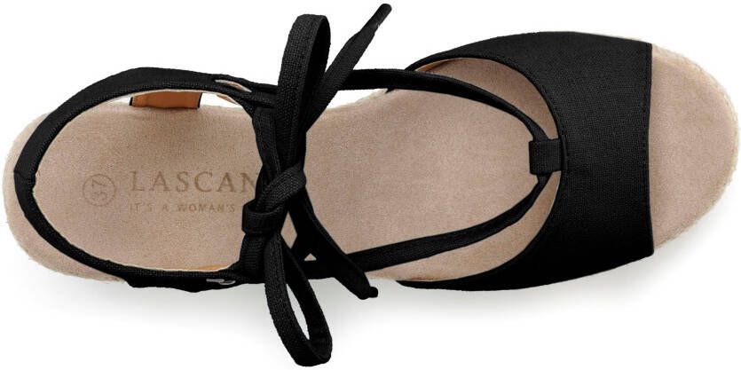 Lascana Sleehaksandaaltjes Zomerschoen Sandalette sandaal met sleehak bamboe-look & veters VEGAN