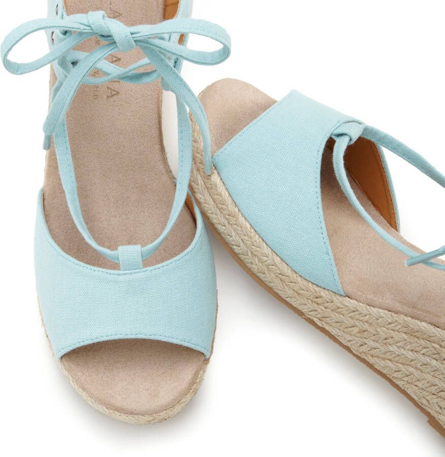 Lascana Sleehaksandaaltjes Zomerschoen Sandalette sandaal met sleehak bamboe-look & veters VEGAN