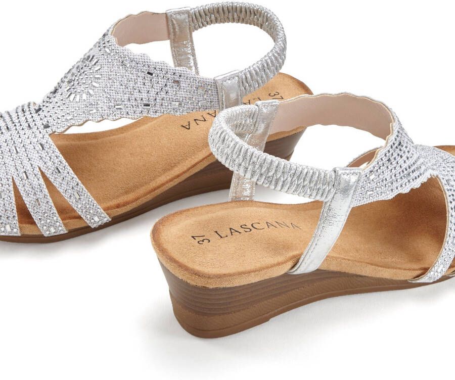 Lascana Sandaaltjes Zomerschoen Sandaal zomerschoen met glinsterdetails en elastische band