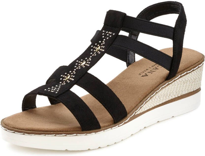 Lascana Sandaaltjes Zomerschoen Sandalette zomerschoen met sleehak en sierstenen VEGAN