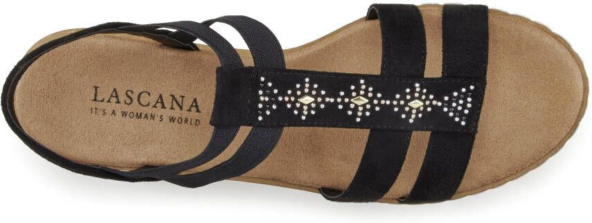 Lascana Sandaaltjes Zomerschoen Sandalette zomerschoen met sleehak en sierstenen VEGAN