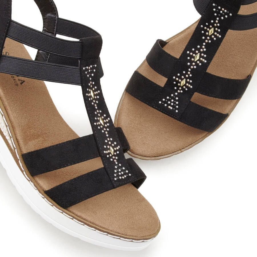 Lascana Sandaaltjes Zomerschoen Sandalette zomerschoen met sleehak en sierstenen VEGAN
