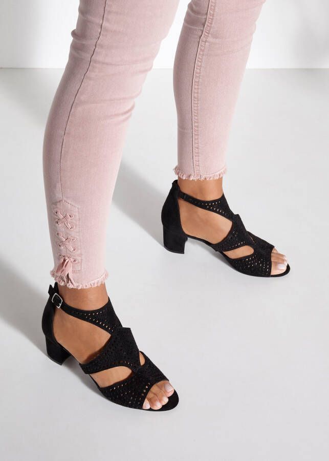 Lascana Sandalen Zomerschoen Sandalette zomerschoen met cut-outs en comfortabele blokhak VEGAN