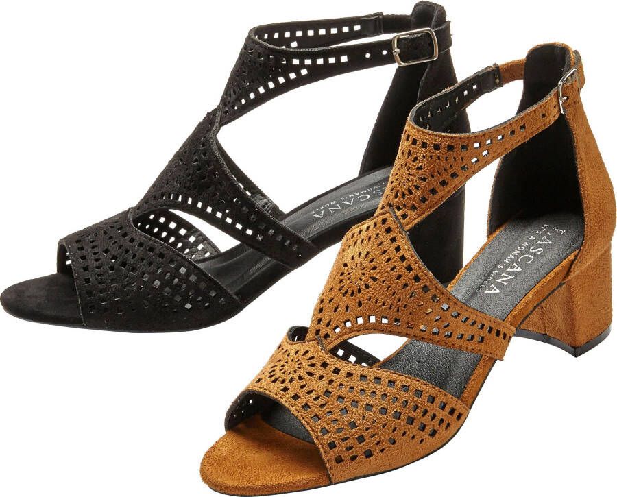 Lascana Sandalen Zomerschoen Sandalette zomerschoen met cut-outs en comfortabele blokhak VEGAN