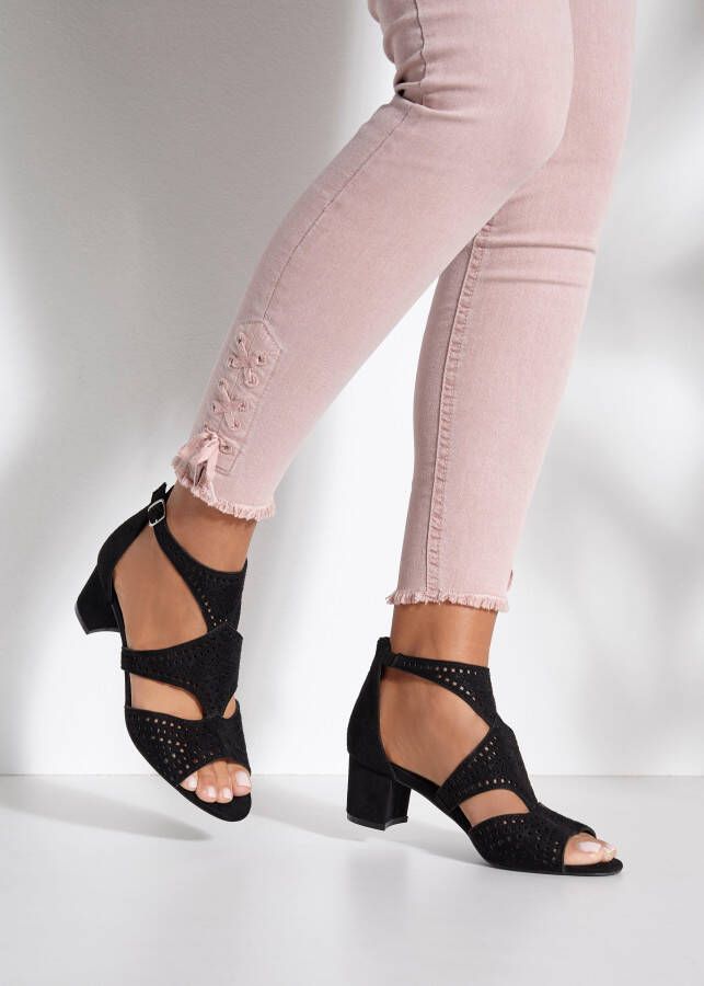 Lascana Sandalen Zomerschoen Sandalette zomerschoen met cut-outs en comfortabele blokhak VEGAN