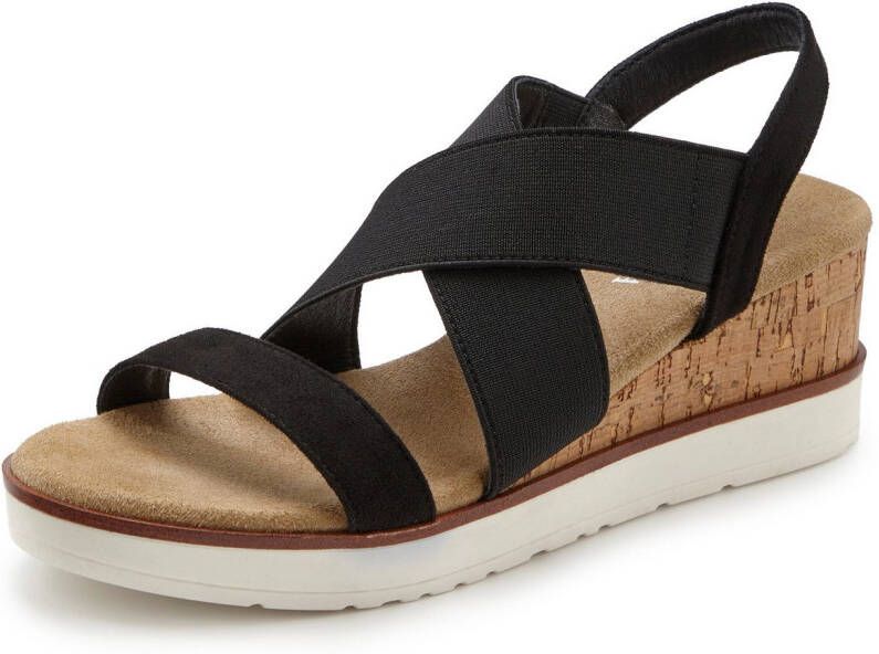 Lascana Sandaaltjes Zomerschoen Sandaal zomerschoen met sleehak en elastische bandjes VEGAN