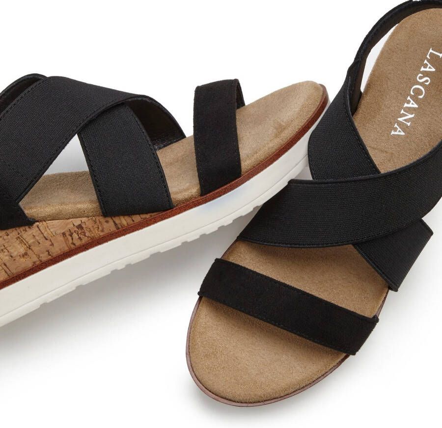 Lascana Sandaaltjes Zomerschoen Sandaal zomerschoen met sleehak en elastische bandjes VEGAN