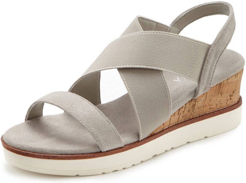 Lascana Sandaaltjes Zomerschoen Sandaal zomerschoen met sleehak en elastische bandjes VEGAN