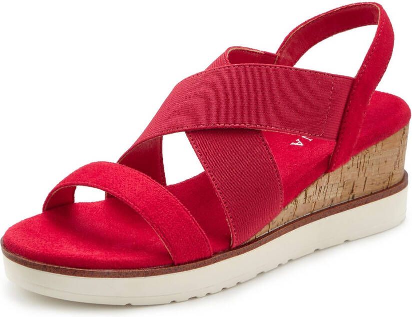 Lascana Sandaaltjes Zomerschoen Sandaal zomerschoen met sleehak en elastische bandjes VEGAN