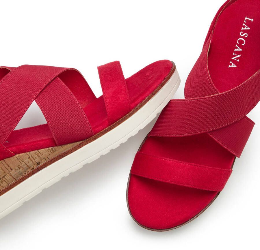 Lascana Sandaaltjes Zomerschoen Sandaal zomerschoen met sleehak en elastische bandjes VEGAN