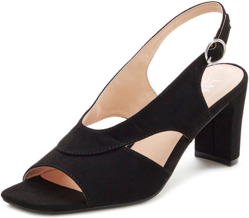 Lascana Sandaaltjes Sling-sandalette sandaal zomerschoen met verfijnde uitsnede van faux-suede vegan