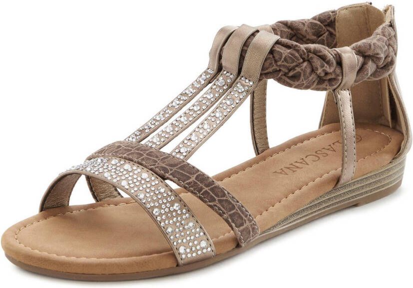 Lascana Sandalen Zomerschoen met glinsterende stenen kleine sleehak sandaal zomerschoen vegan