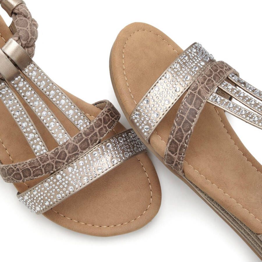 Lascana Sandalen Zomerschoen met glinsterende stenen kleine sleehak sandaal zomerschoen vegan