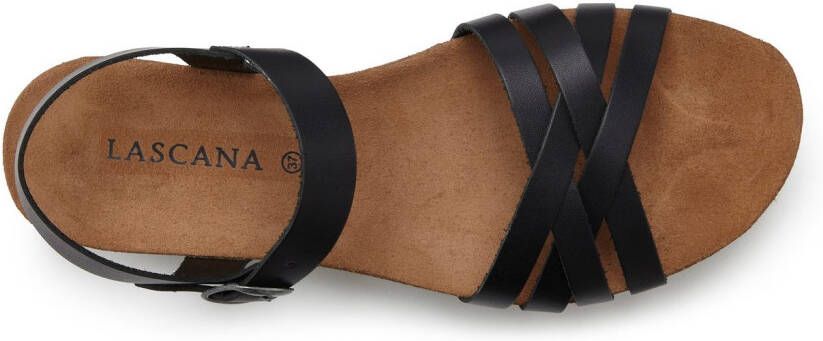Lascana Sandalen Sandalet Zomerschoen van leer met comfortabel kurken voetbed