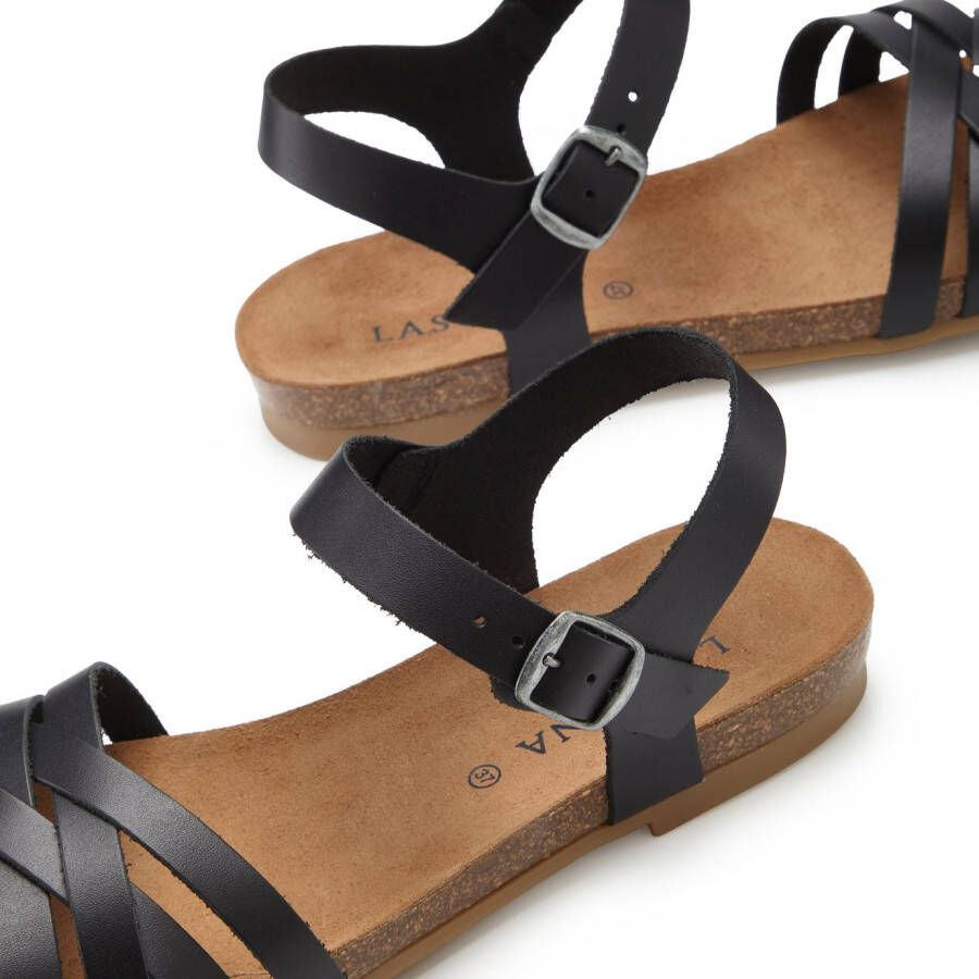 Lascana Sandalen Sandalet Zomerschoen van leer met comfortabel kurken voetbed