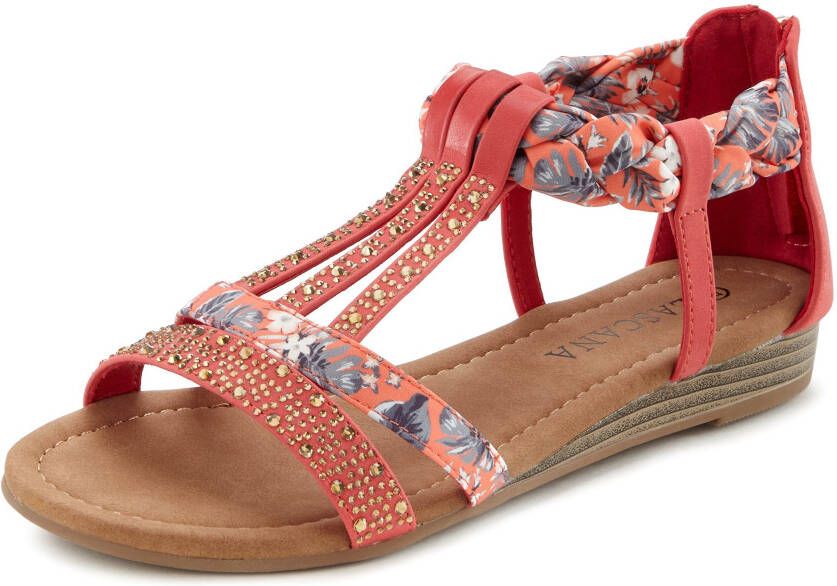 Lascana Sandalen Zomerschoen Sandalette zomerschoen met versiering en kleine sleehak VEGAN