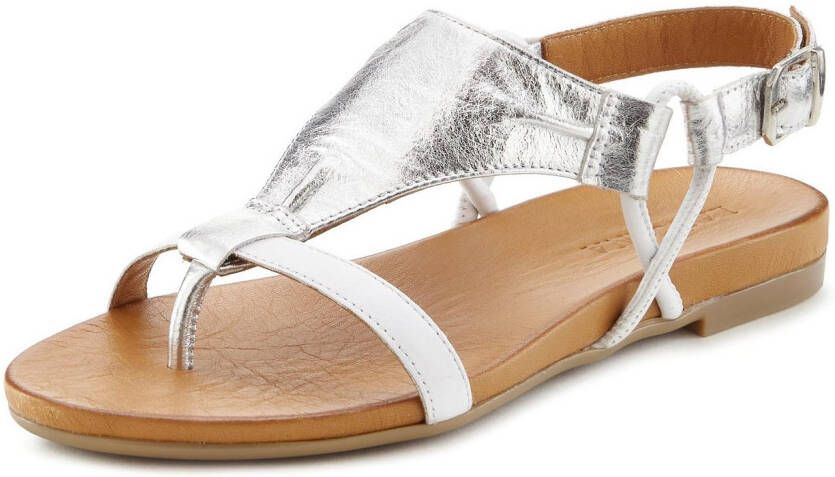 Lascana Sandalen Zomerschoen Sandalette zomerschoen van hoogwaardig leer met metallic uiterlijk