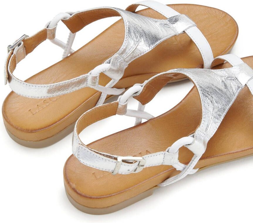 Lascana Sandalen Zomerschoen Sandalette zomerschoen van hoogwaardig leer met metallic uiterlijk