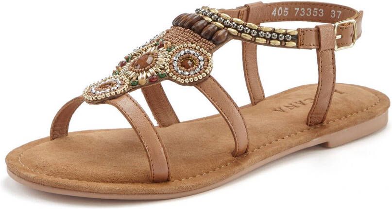 Lascana Sandalen Zomerschoen Sandalette zomerschoen van leer met steentjes in glinsterende look