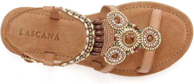 Lascana Sandalen Zomerschoen Sandalette zomerschoen van leer met steentjes in glinsterende look