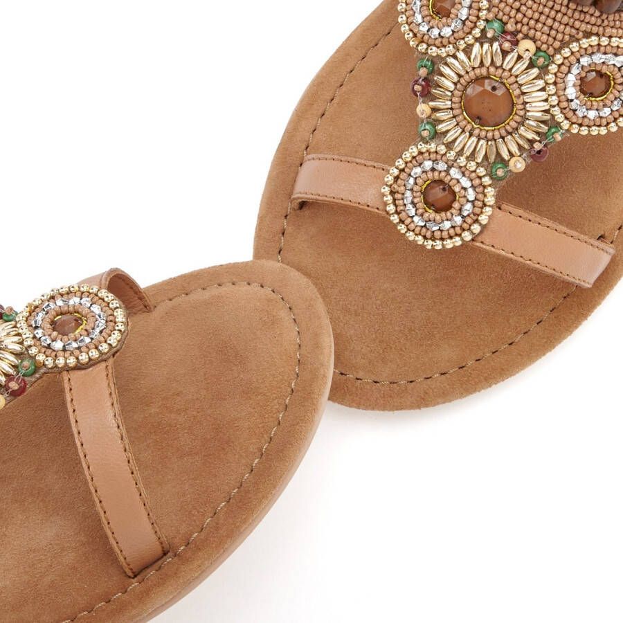 Lascana Sandalen Zomerschoen Sandalette zomerschoen van leer met steentjes in glinsterende look