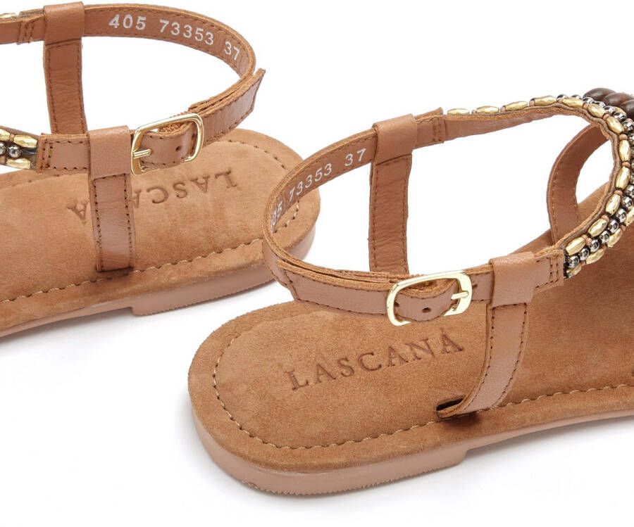 Lascana Sandalen Zomerschoen Sandalette zomerschoen van leer met steentjes in glinsterende look