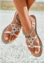 Lascana Sandalen Zomerschoen Sandalette zomerschoen van leer met steentjes in glinsterende look - Thumbnail 2