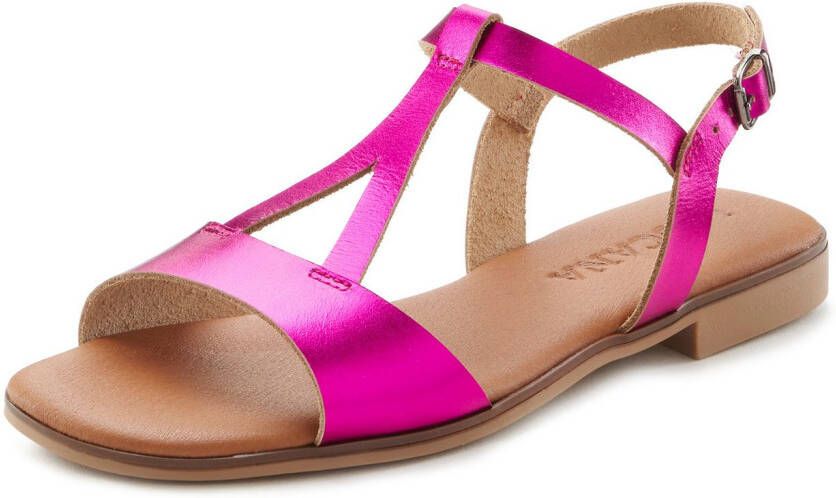 Lascana Sandalen Zomerschoen van leer in metallic-look sandaal zomerschoen