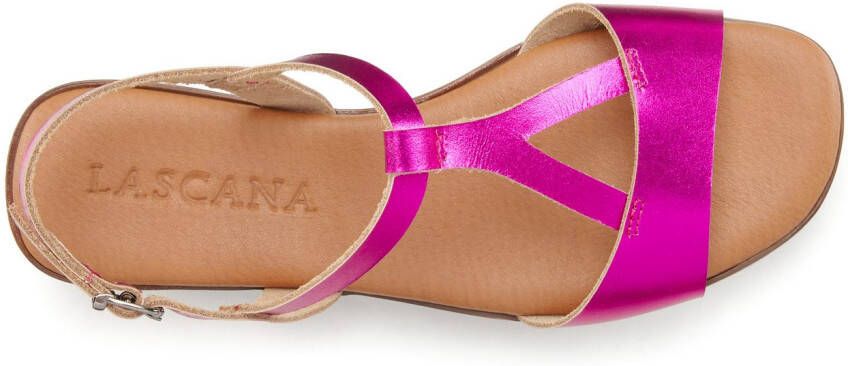 Lascana Sandalen Zomerschoen van leer in metallic-look sandaal zomerschoen
