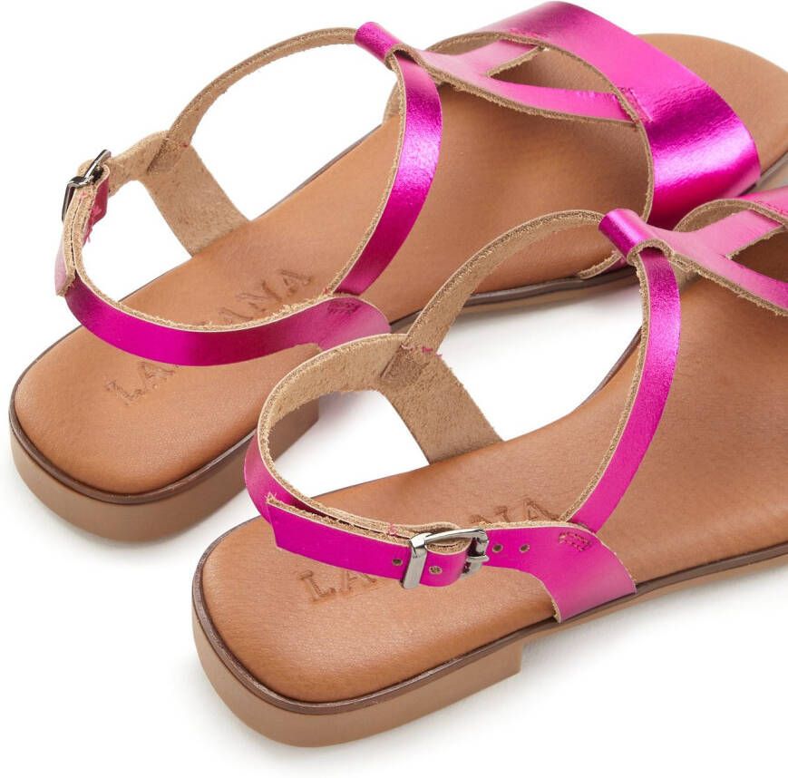 Lascana Sandalen Zomerschoen van leer in metallic-look sandaal zomerschoen
