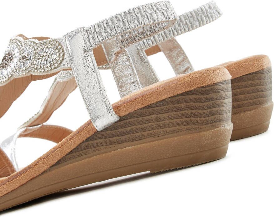 Lascana Sandaaltjes Zomerschoen Sandaal zomerschoen met lichte sleehak en glittersteentjes