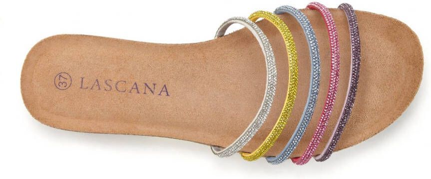 Lascana Slippers met leer en strasssteentjes mule sandaal open schoen