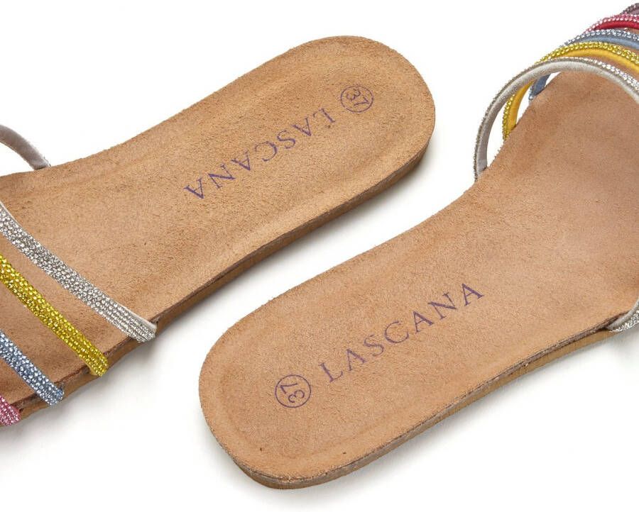 Lascana Slippers met leer en strasssteentjes mule sandaal open schoen