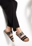 Lascana Slippers Mule Sandalen open schoen met comfortabel kurken voetbed van leer en elastische bandjes - Thumbnail 2