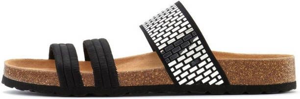 Lascana Slippers Mule Sandalen open schoen met comfortabel kurken voetbed van leer en elastische bandjes