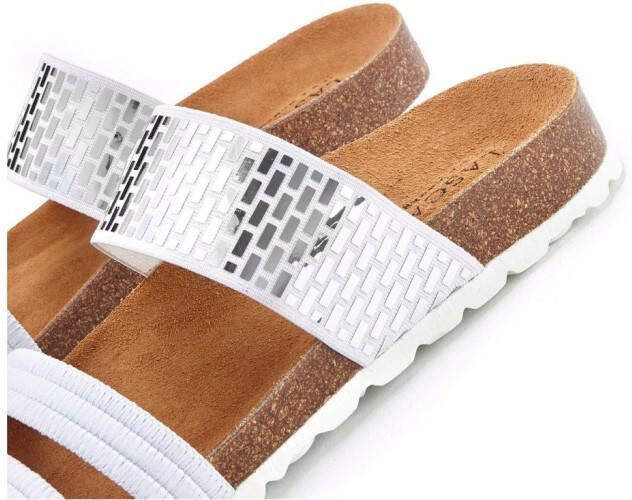 Lascana Slippers Mule Sandalen open schoen met comfortabel kurken voetbed van leer en elastische bandjes