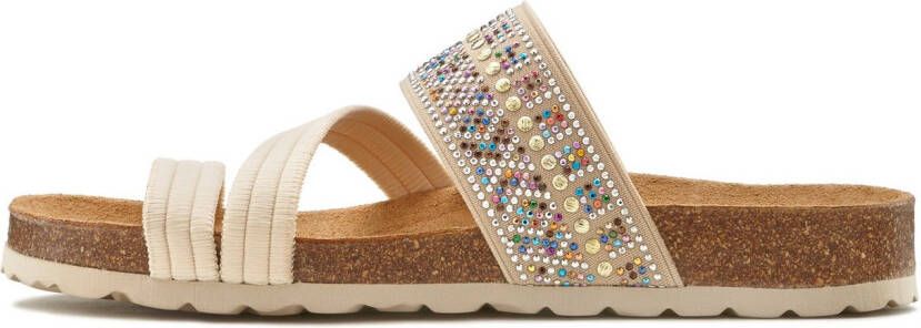Lascana Slippers Mule sandaal open schoen zomerschoen Mule sandaal open schoen met kurkvoetbed en elastische riemen