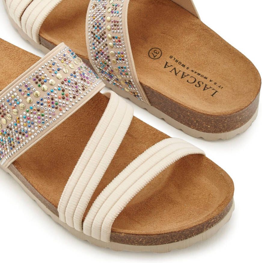 Lascana Slippers Mule sandaal open schoen zomerschoen Mule sandaal open schoen met kurkvoetbed en elastische riemen