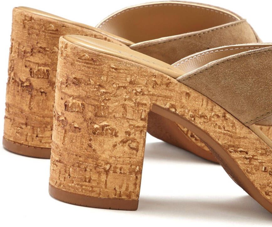 Lascana Slippers Mule sandaal open schoen van leer met blokhak