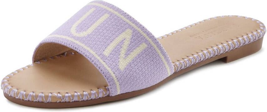 Lascana Slippers Mule sandaal open schoen van textiel met modieuze opdruk VEGAN